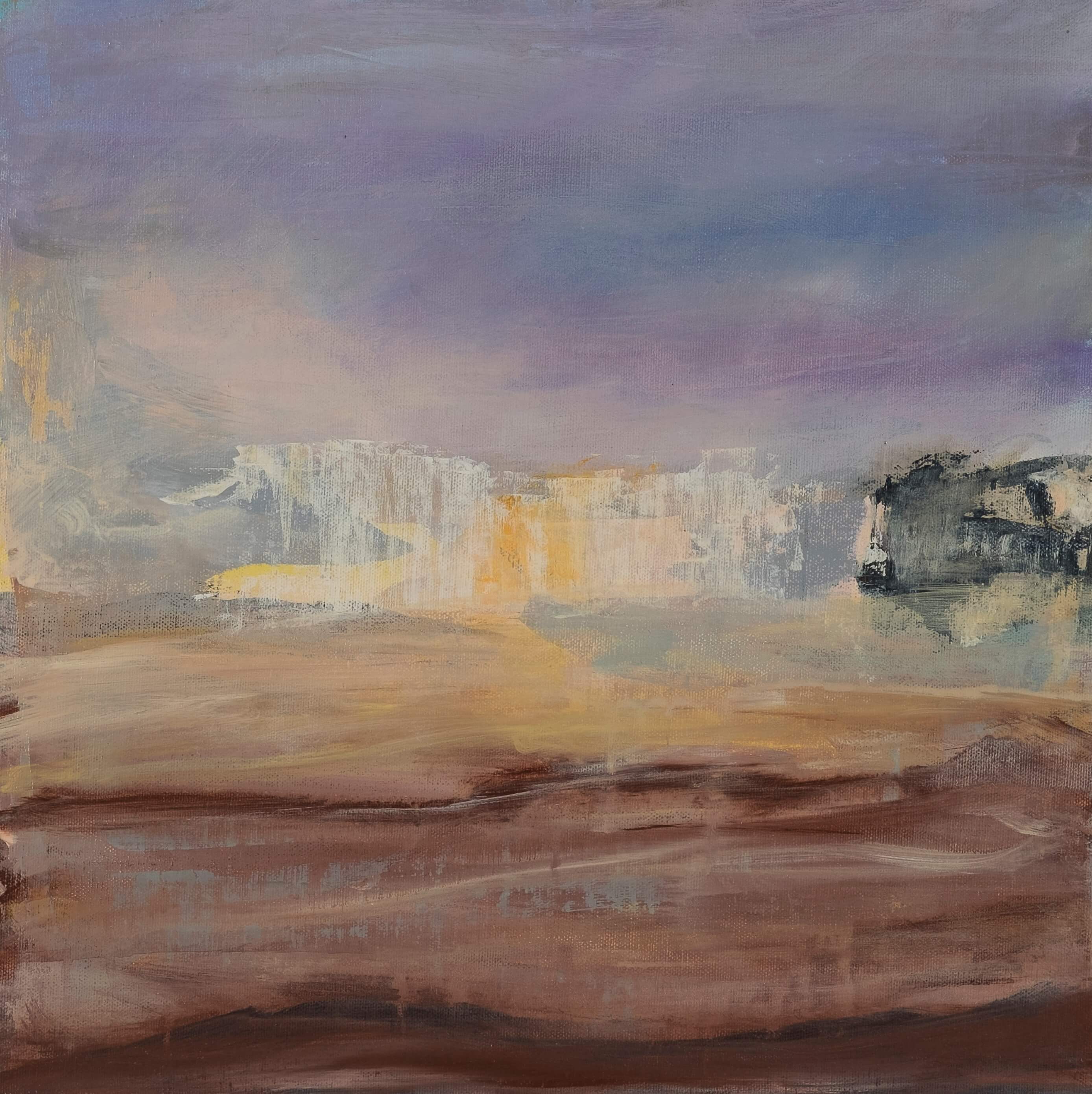 Abstrakte Landschaft. Kreidefelsen. Acryl auf Holz.